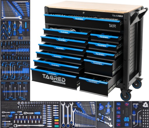 ПРОФЕССИОНАЛЬНЫЙ ШКАФ ДЛЯ МАСТЕРСКОЙ JUMBO ИНСТРУМЕНТАЛЬНАЯ ТЕЛЕЖКА С 12 ЯЩИКАМИ 501-EL.