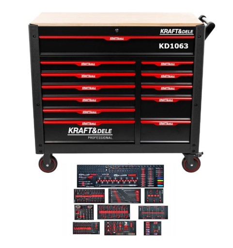 ПРОФЕСІЙНА МАЙСТЕРНЯ ШАФА ІНСТРУМЕНТАЛЬНА ВІЗКА 12 ЯЩИКІВ KRAFT *