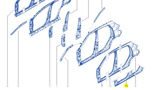 764618855R - ЛЕВЫЙ ПОРОГ ОБШИВКА ЧЕТВЕРТЬ DACIA SPRING 21-