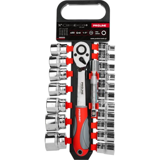 НАБОР PROLINE ИЗ 20 CRV НАСАДОК, УДЛИНИТЕЛЬНАЯ ТРЕЩОТКА 1/2