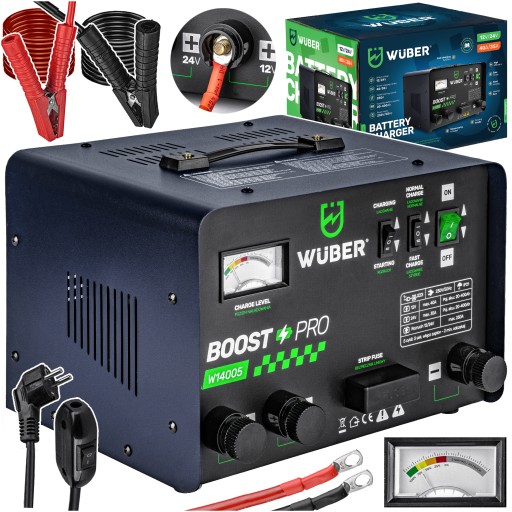 АККУМУЛЯТОРНЫЙ ВЫПРЯМИТЕЛЬ 40А С ЗАПУСКОМ 20-400АЧ АВТОМОБИЛЬНЫЙ 12В/24В WUBER