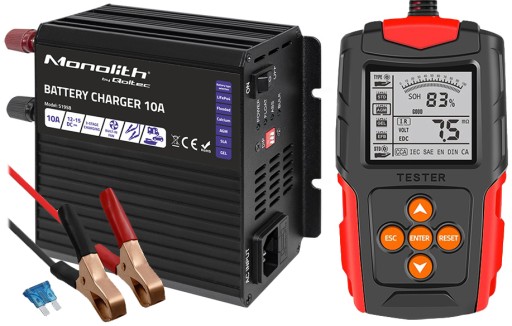 РЕГУЛЬОВАНИЙ ВИПРЯМНЮВАЧ QOLTEC ЗАРЯДНИЙ ПРИСТРІЙ LIFEPO4 AGM GEL 12V 10A ТЕСТЕР ПРОДУКТИВНОСТІ