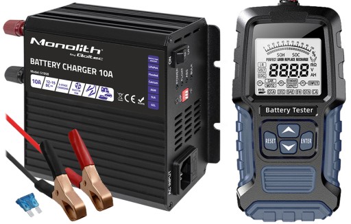 РЕГУЛЬОВАНИЙ ВИПРЯМНЮВАЧ QOLTEC ЗАРЯДНИЙ ПРИСТРІЙ LIFEPO4 AGM GEL 12V 10A ТЕСТЕР ПРОДУКТИВНОСТІ