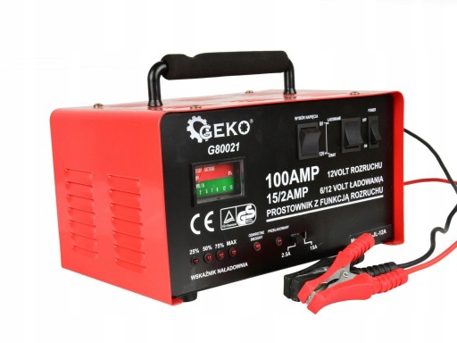 ВИПРЯМЛЮВАЧ для акумуляторів з ПУСКОМ 100 А GEKO 6/12 В 20-120 Ач ПОТУЖНИЙ