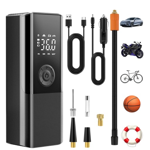ПОРТАТИВНИЙ АВТОМОБІЛЬНИЙ КОМПРЕСОР LCD ЕЛЕКТРИЧНИЙ АКУМУЛЯТОРНИЙ СВІТЛОДІОДНИЙ ЗОВНІШНІЙ АКУМУЛЯТОР
