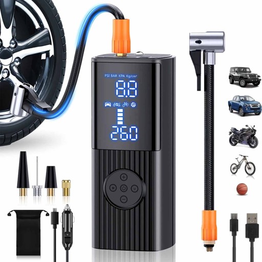 ПОРТАТИВНЫЙ АВТОМОБИЛЬНЫЙ КОМПРЕССОР ЖК-ЭЛЕКТРИЧЕСКИЙ АККУМУЛЯТОР POWERBANK LED
