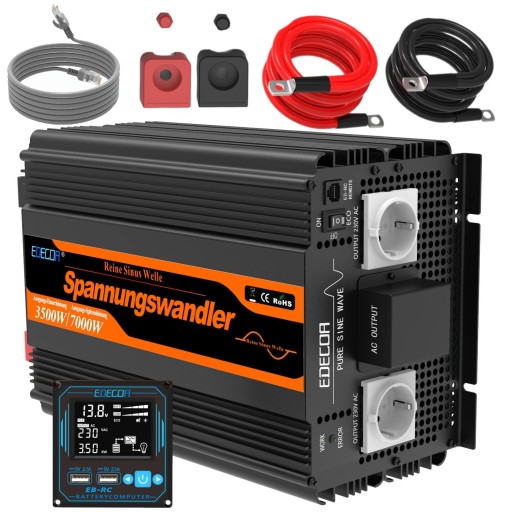 ПЕРЕТВОРЮВАЧ ІНВЕРТОР ІНВЕРТОР 7000W ЧИСТА СИНУСІОДА 12V 230V USB