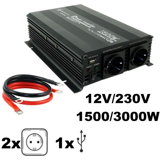 ИНВЕРТОР 12V/230V МОЩНОСТЬ 1500/3000W