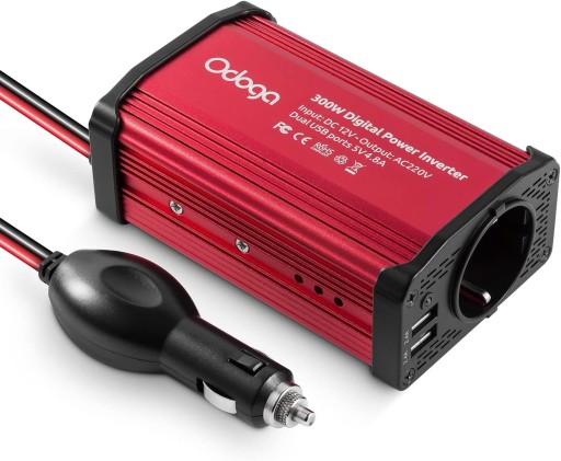 ПЕРЕТВОРЮВАЧ НАПРУГИ 300 ВТ, 12 В НА 230 В, З ПОДВІЙНИМ USB ПОРТОМ 4,8 А