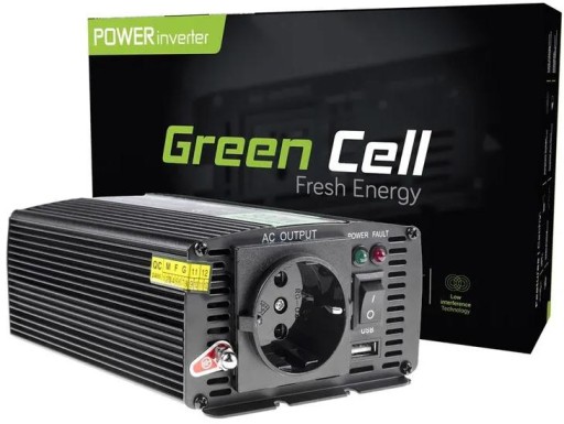 ПЕРЕТВОРЮВАЧ НАПРУГИ Green Cell 24В / 230В 300Вт/600ВТ МОДИФІКОВАНА СИНУСОЇДА