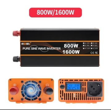 ПЕРЕТВОРЮВАЧ НАПРУГИ HOULi 12V 220V 1600W PURE SINUS LCD
