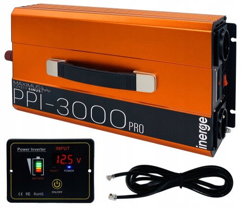 ПЕРЕТВОРЮВАЧ НАПРУГИ MAXIMUS PRO 12V 230V 3000VA 1500W PURE SINUS REMOTE