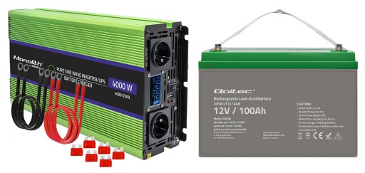 ПЕРЕТВОРЮВАЧ НАПРУГИ QOLTEC 12В-230В З ФУНКЦІЄЮ ДБЖ 2000/4000Вт SINUS 100AH