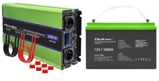 ПЕРЕТВОРЮВАЧ НАПРУГИ QOLTEC 12В-230В З ФУНКЦІЄЮ ДБЖ 2000/4000Вт SINUS 100AH