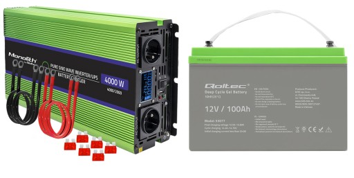 ПЕРЕТВОРЮВАЧ НАПРУГИ QOLTEC 12В-230В З ФУНКЦІЄЮ ДБЖ 2000/4000Вт SINUS 100AH