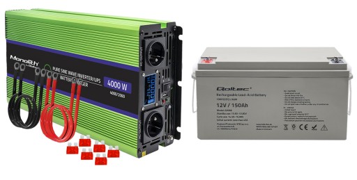 ПЕРЕТВОРЮВАЧ НАПРУГИ QOLTEC 12В-230В З ДБЖ 2000/4000Вт SINUS 150AH