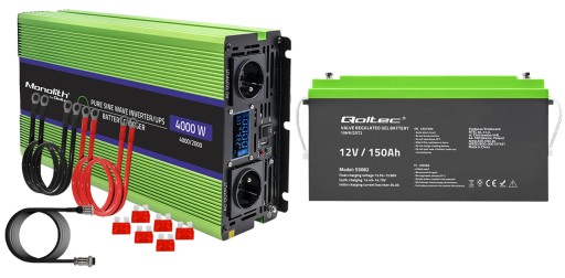 ПЕРЕТВОРЮВАЧ НАПРУГИ QOLTEC 12В-230В З ДБЖ 2000/4000Вт SINUS 150AH