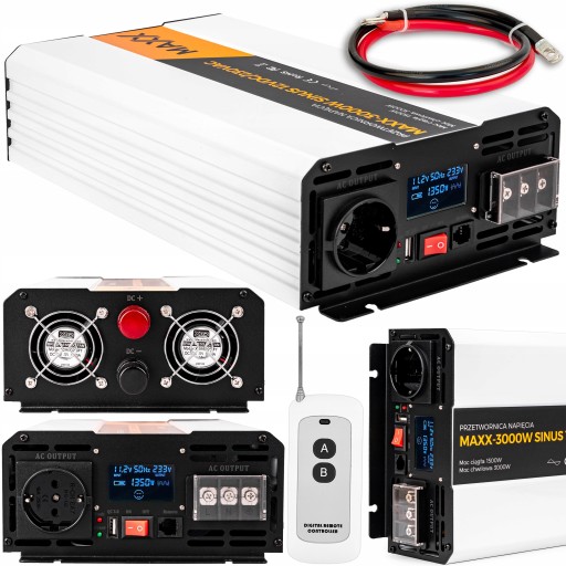 ПРЕОБРАЗОВАТЕЛЬ ТОК-НАПРЯЖЕНИЕ PURE SINUS 12 В 230 В MAXX 1500/3000 Вт ДИСТАНЦИОННЫЙ С ЖК-дисплеем