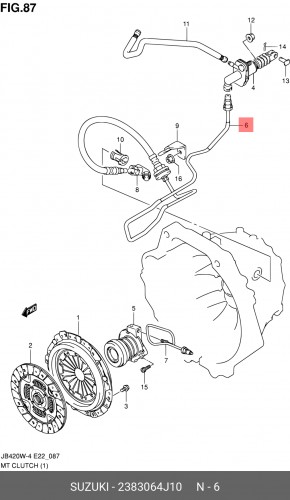 23830-64J10 - ШЛАНГ ВЫКЛЮЧЕНИЯ СЦЕПЛЕНИЯ SUZUKI Grand Vitara