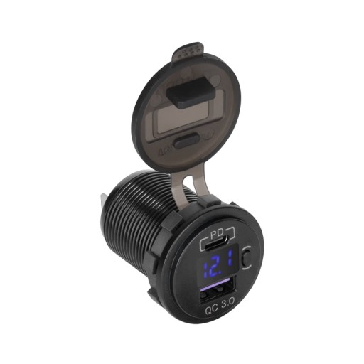 PY-CHR0006 автомобільний зарядний пристрій USB + USB Type-C з функцією швидкої зарядки,