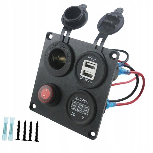 50779 - Панель з 4 отворами, подвійний порт, вольтметр з