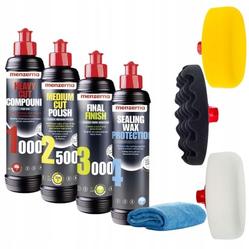 Полировальные пасты Hml 1000 2500 3000 + воск + волокно 4X250ML MENZERNA