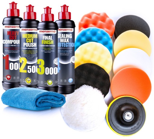 Полировальные пасты SK 1000 2500 3000 + воск + волокно 4X250ML MENZERNA