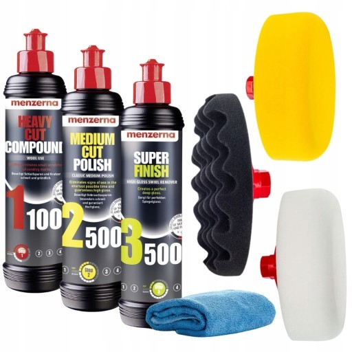 Полірувальні пасти для фарбувальних подушечок HML 1100 2500 3500 + Fibra 3x250 мл MENZERNA