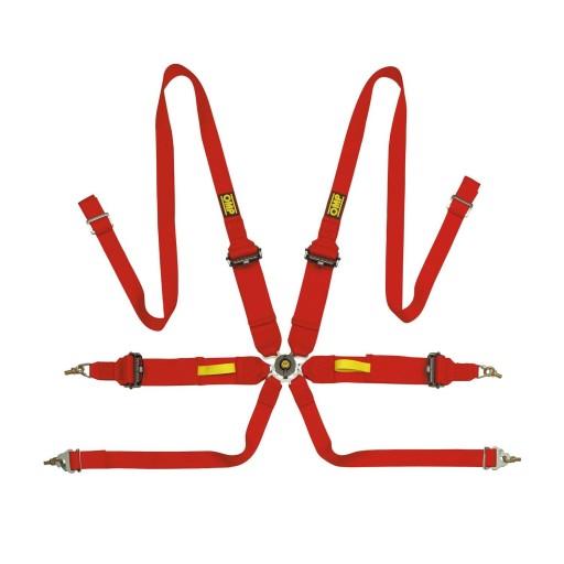 OMP Pull Up Saloon 6-point Belts red!