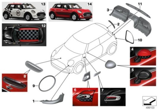 6944260195424 - Кільце декоративне на ліву фару BMW MINI F55 F56 F57 13-17 51712355791