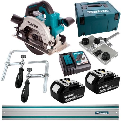Пила циркулярная 165мм 18В 2х5Ач Makita DHS660RTJ + рейка + переходник + зажимы