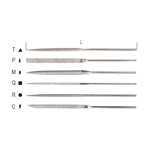 Плоский игольчатый напильник с алмазной насыпью 160 мм, D126, 1720d Beta