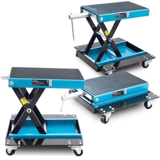 Ножничный подъемник для мотоцикла 500 кг с колесами и резиновой платформой