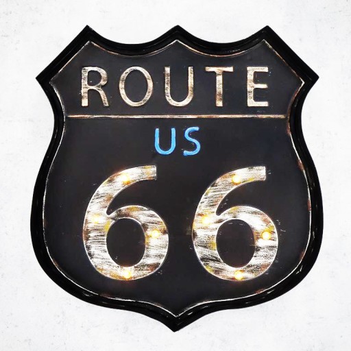 Световой 3D-знак, Retro Route 66, черный светодиод GAD-280