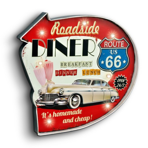 3D-вывеска с подсветкой, LED Roadside Diner, доска