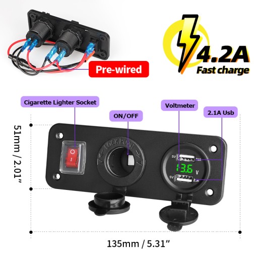 Подвійний автомобільний зарядний пристрій USB 12V