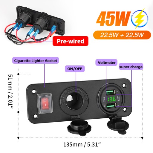 Подвійний автомобільний зарядний пристрій USB 12V