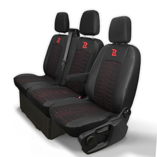 Чехлы на сиденья ТОРНАДО на Форд Транзит кастом с 2013 г. 1+2 красные, обычные