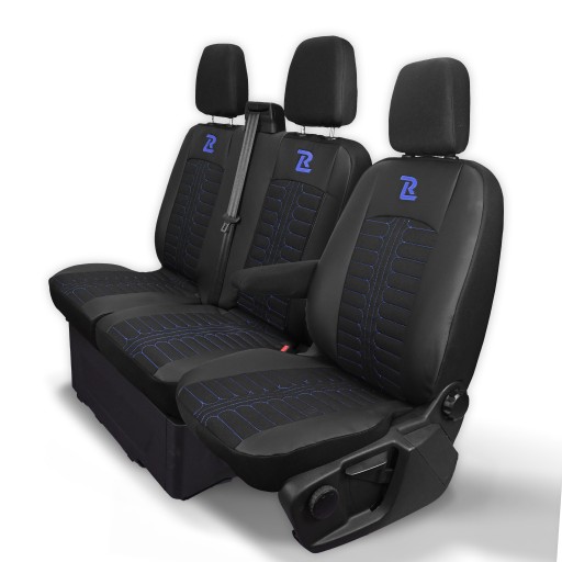 Чехлы на сиденья ТОРНАДО Ford Transit кастом с 2013 г. 1+2 размер синие