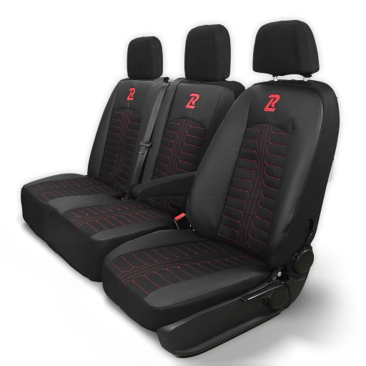 Чехлы на сиденья TORNADO для Mercedes Sprinter 3 с 2018 г. 1+2 черно-красные