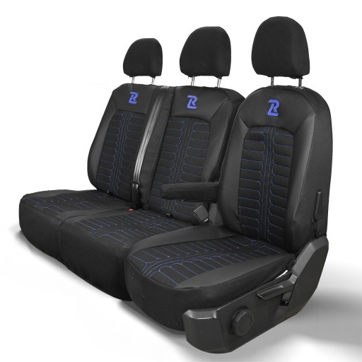 Чохли на сидіння TORNADO VW Crafter 2 TGE 1+2, чорно-синя тканина