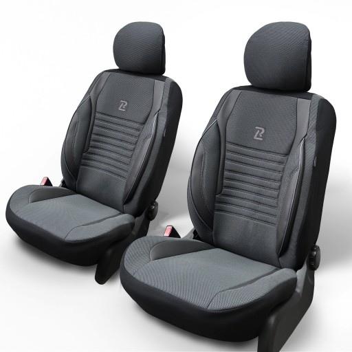 Чехлы на передние сиденья автомобиля, плотный материал ARES, серого и черного цвета.