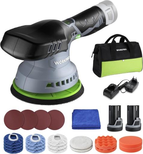 Полировальная машина WORKPRO W125196AU 12В, 2800-5500 об/мин, 150 мм, комплект.