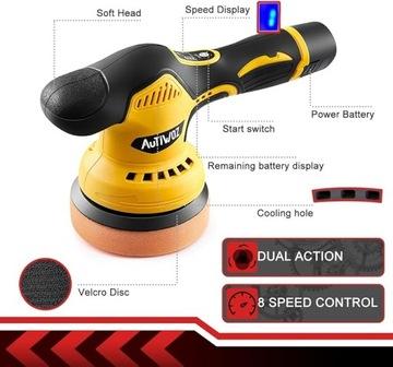 Эксцентриковая аккумуляторная полировальная машина AUTIWOZ 150 мм, 2 аккумулятора, 6 скоростей