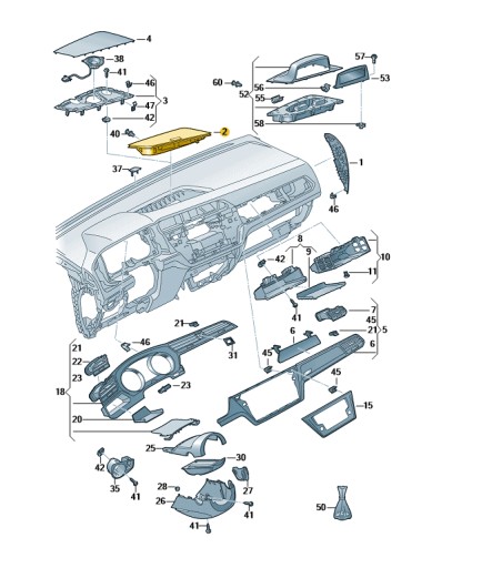 5TB857921H81U - Полка для хранения приборной панели VW Touran 2016>>