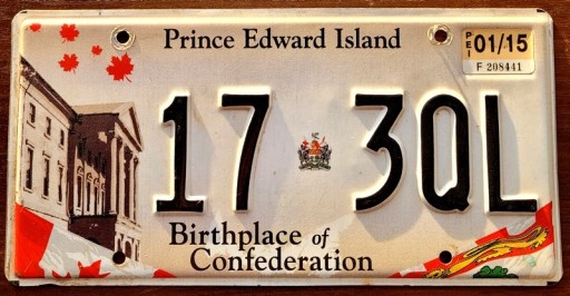 Остров Принца Эдуарда, 2015 г. - номерной знак Канады