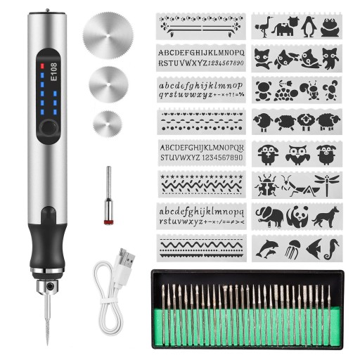 Професійна електрична ручка для гравіювання, заряджається через USB, 52 шт