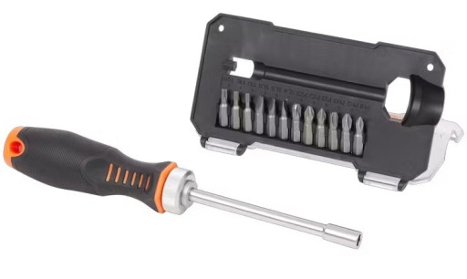 Профессиональная отвертка с трещоткой и набором бит из 14 предметов.