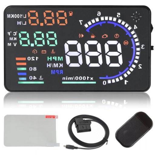 HUD LED LCD OBD2 A8 проектор з годинником