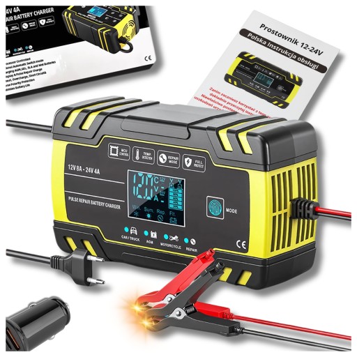 Акумуляторний випрямляч 12 8A 24V 4A Автоматичний цифровий випрямляч